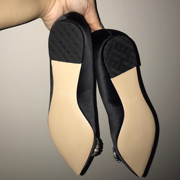 Badgley Mischka Octavia flats embellished black satin size 7 - Picture 6 of 8